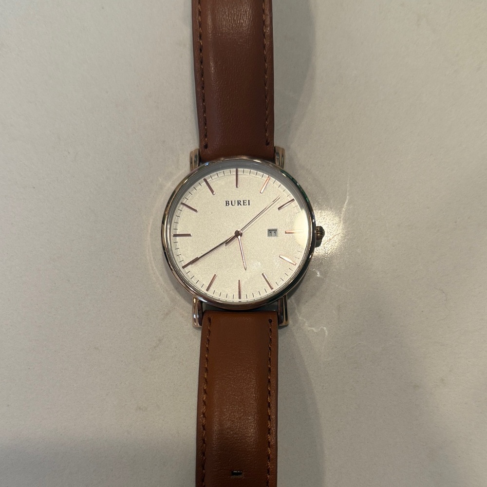 Burei Brown Leather Strap Watch